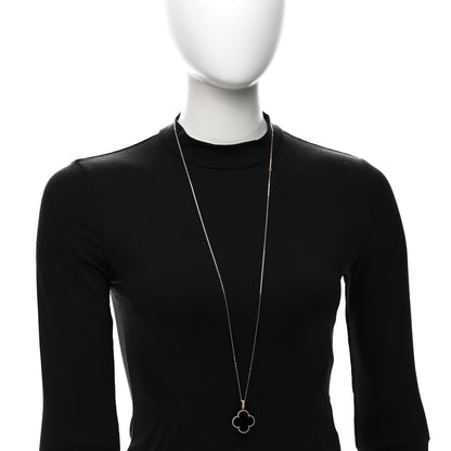 Van Cleef & Arpels 18K Yellow Gold Black Onyx Magic Alhambra Pendant Necklace 2 of 6