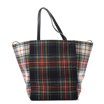 Celine Tartan Felt Plaid Medium Horizontal Cabas Phantom Red Blue 1 of 10