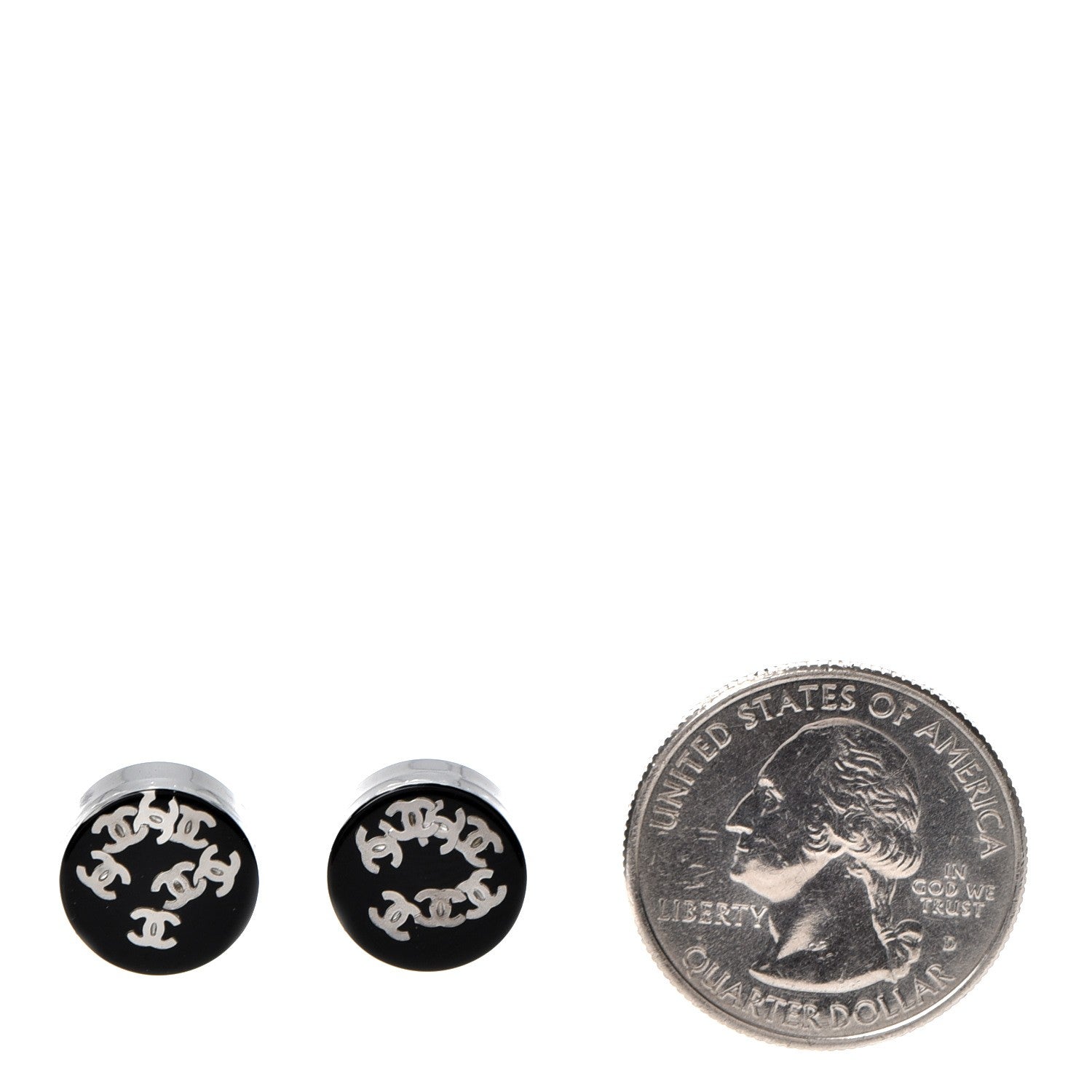 Chanel Resin CC Earrings Black Silver 2 of 5