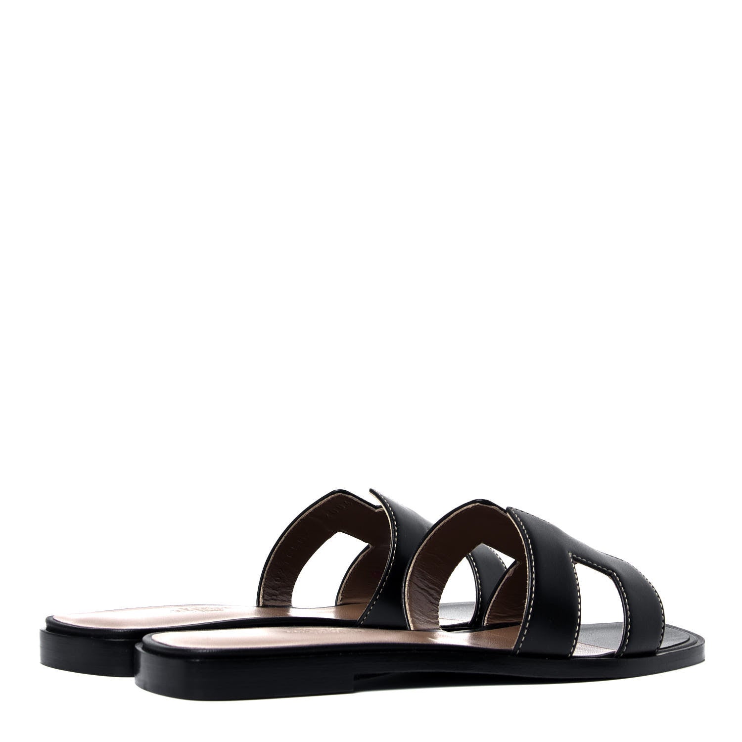 Hermes Box Calfskin Oran Sandals 36.5 Black 3 of 10
