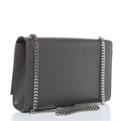 Saint Laurent Grain De Poudre Medium Classic Monogram Kate Satchel Earth Grey 4 of 12