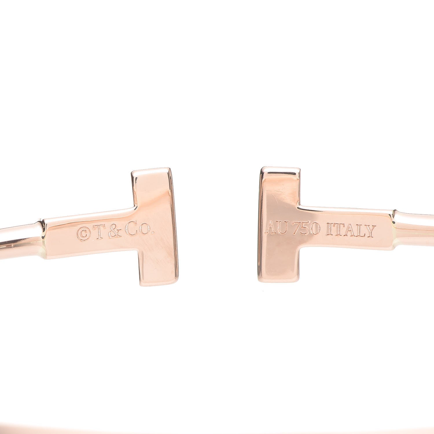 Tiffany 18K Rose Gold Narrow T Wire Bracelet 4 of 5