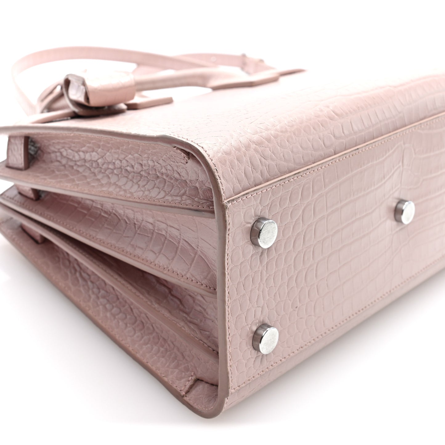 Calfskin Crocodile Embossed Baby Sac De Jour Rose Antic