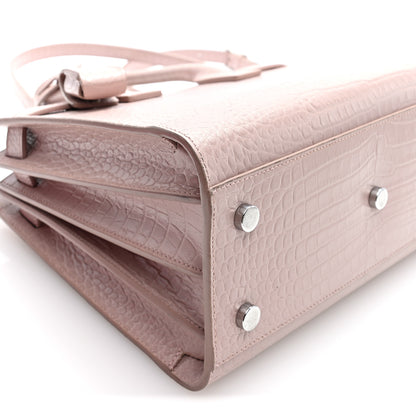 Saint Laurent Calfskin Crocodile Embossed Baby Sac De Jour Rose Antic 8 of 9
