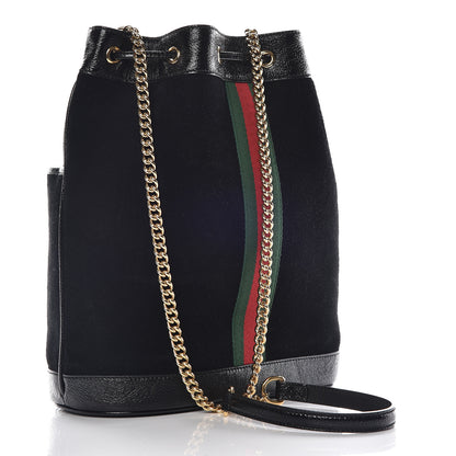 Gucci Suede Patent Web Medium Rajah Bucket Bag Black 2 of 16
