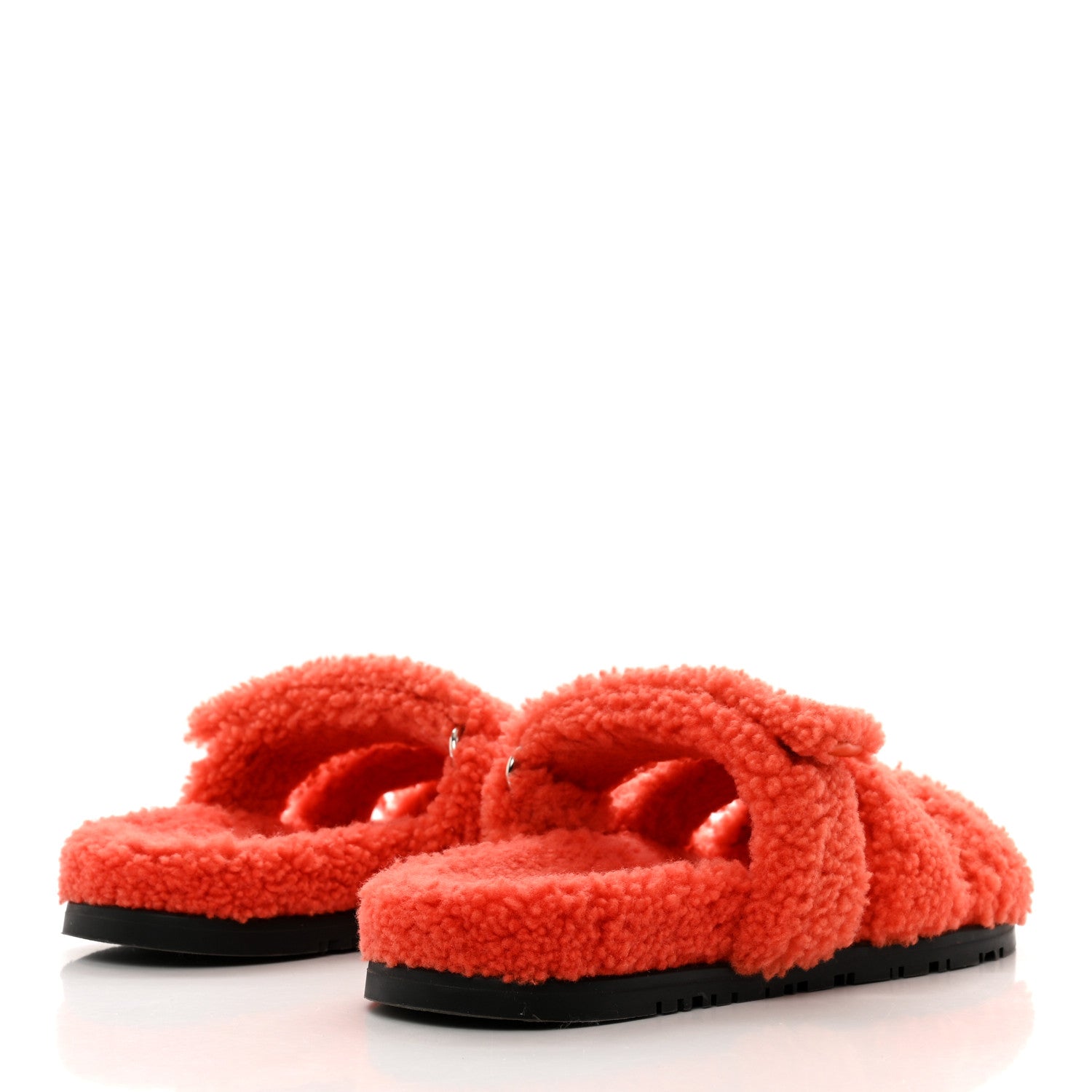 Hermes Woolskin Womens Chypre Sandals 37 Orange 4 of 7