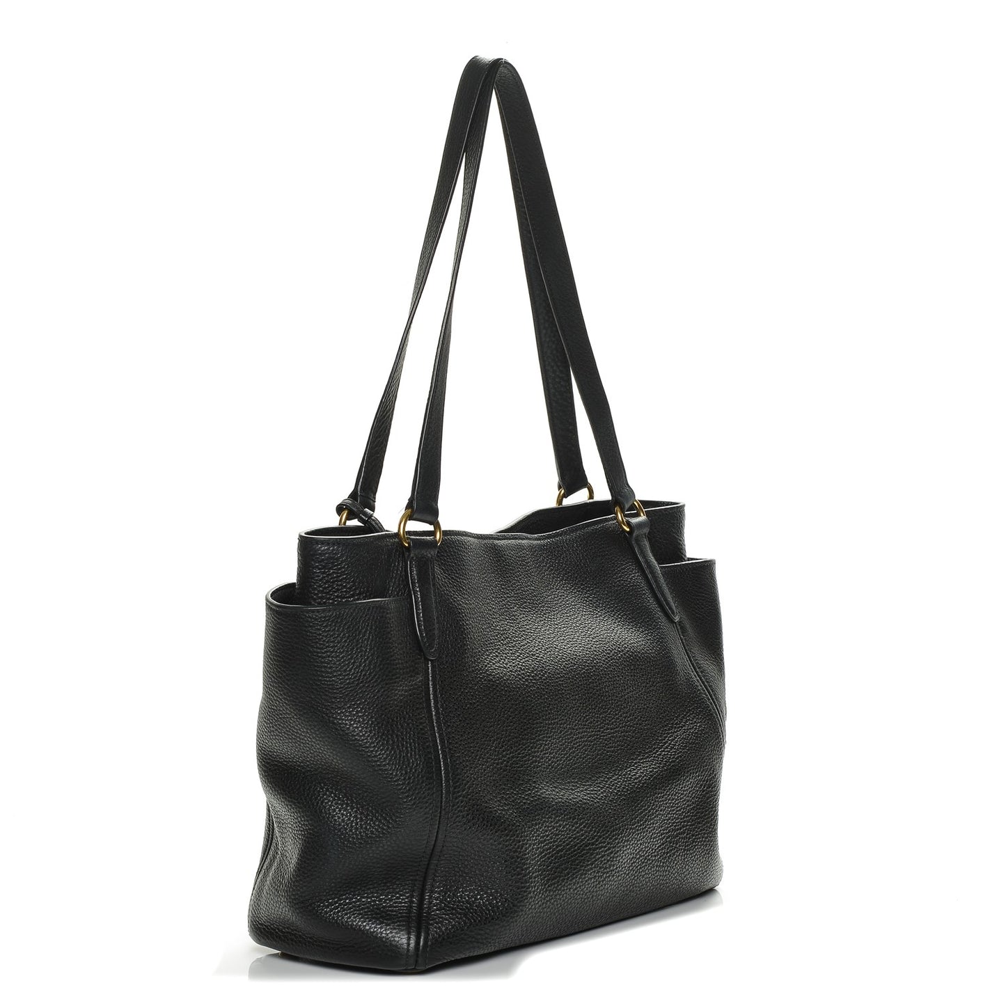 Vitello Daino Side Pocket Tote Nero Black