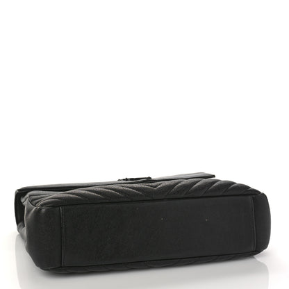 Saint Laurent Sheepskin Matelasse Chevron Monogram Monochrome Large College Satchel Black 4 of 12