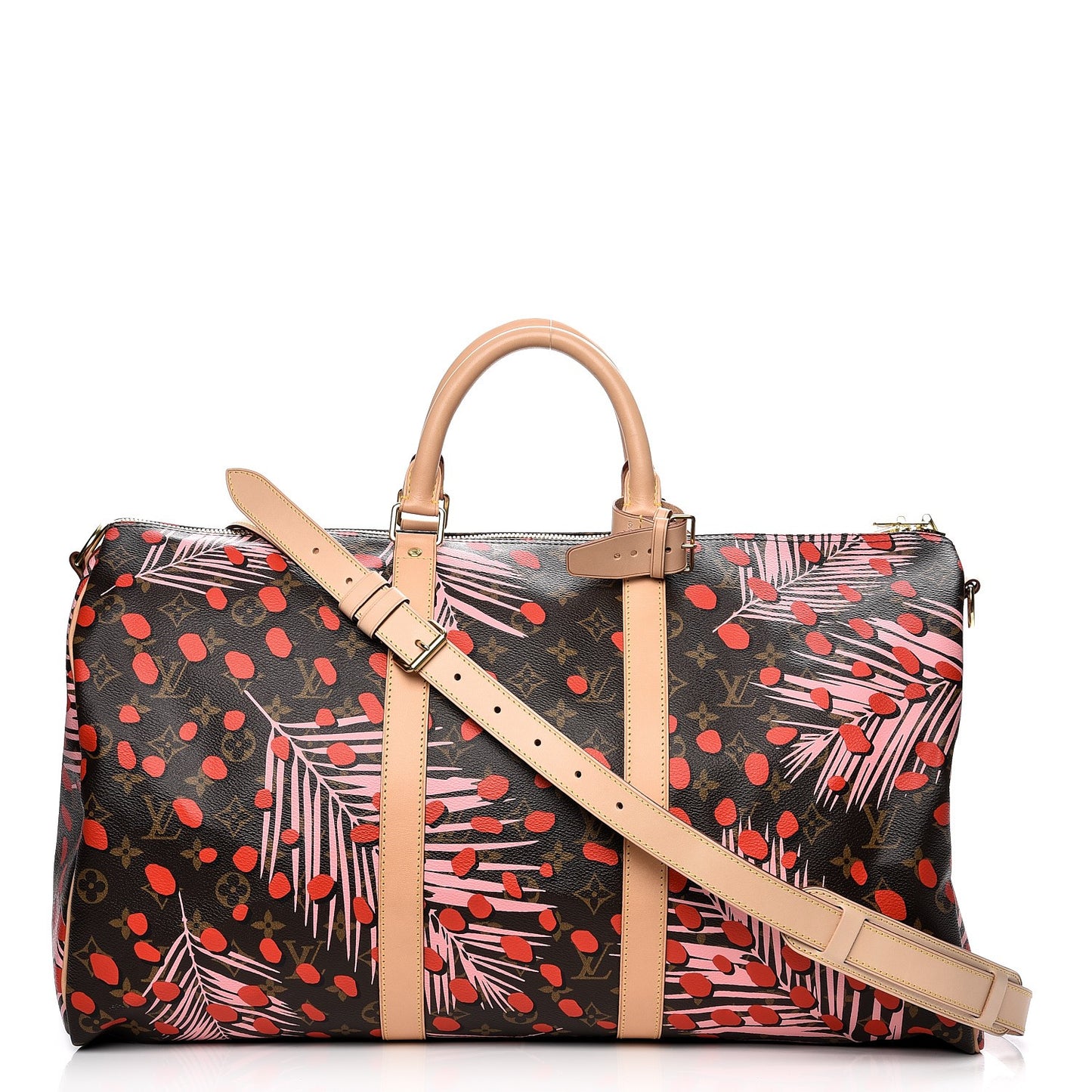 Monogram Jungle Dots Keepall Bandouliere 50 Sugar Pink Poppy