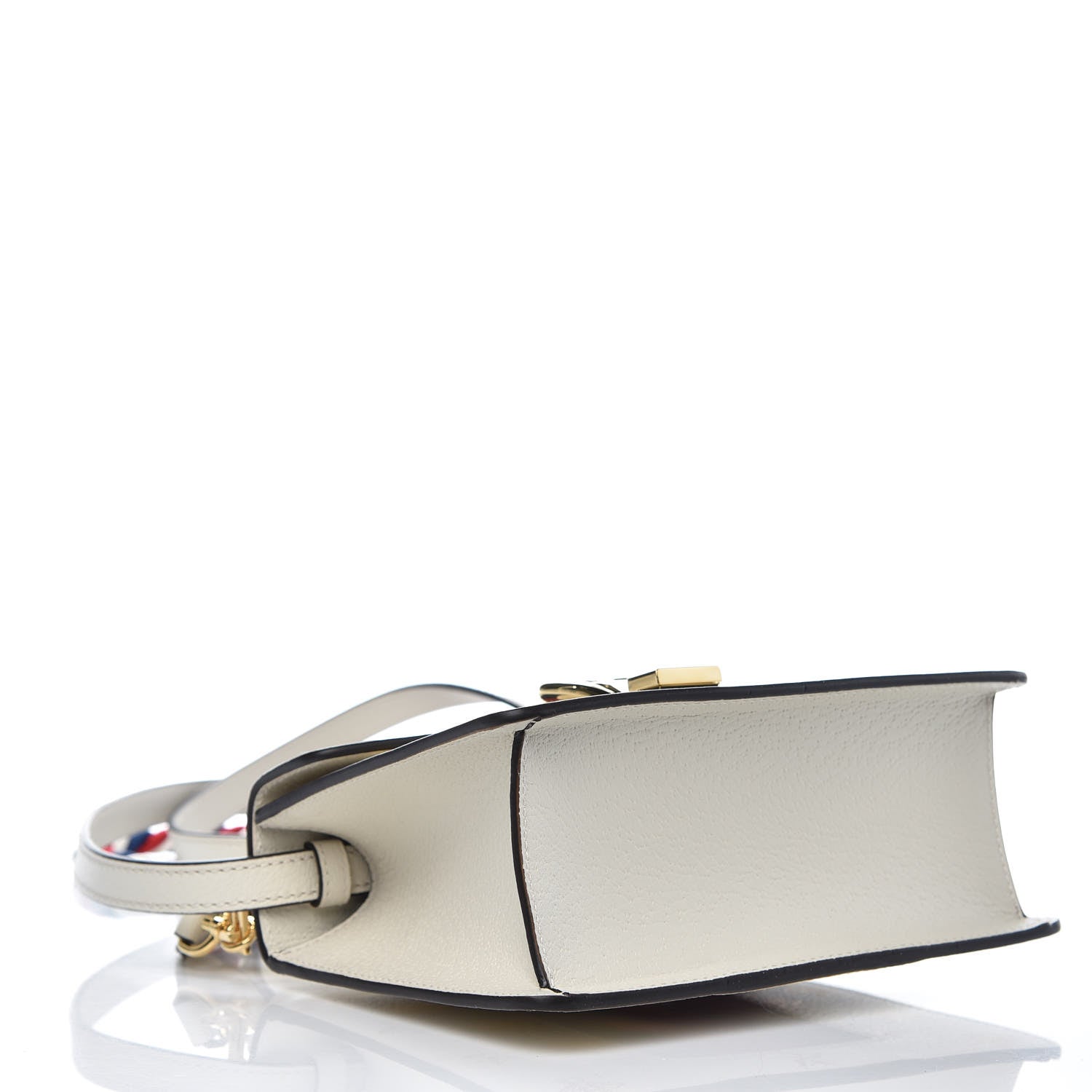 Gucci Textured Calfskin Bee Star Print Mini Sylvie Top Handle Bag Mystic White 4 of 7