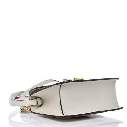 Gucci Textured Calfskin Bee Star Print Mini Sylvie Top Handle Bag Mystic White 4 of 7