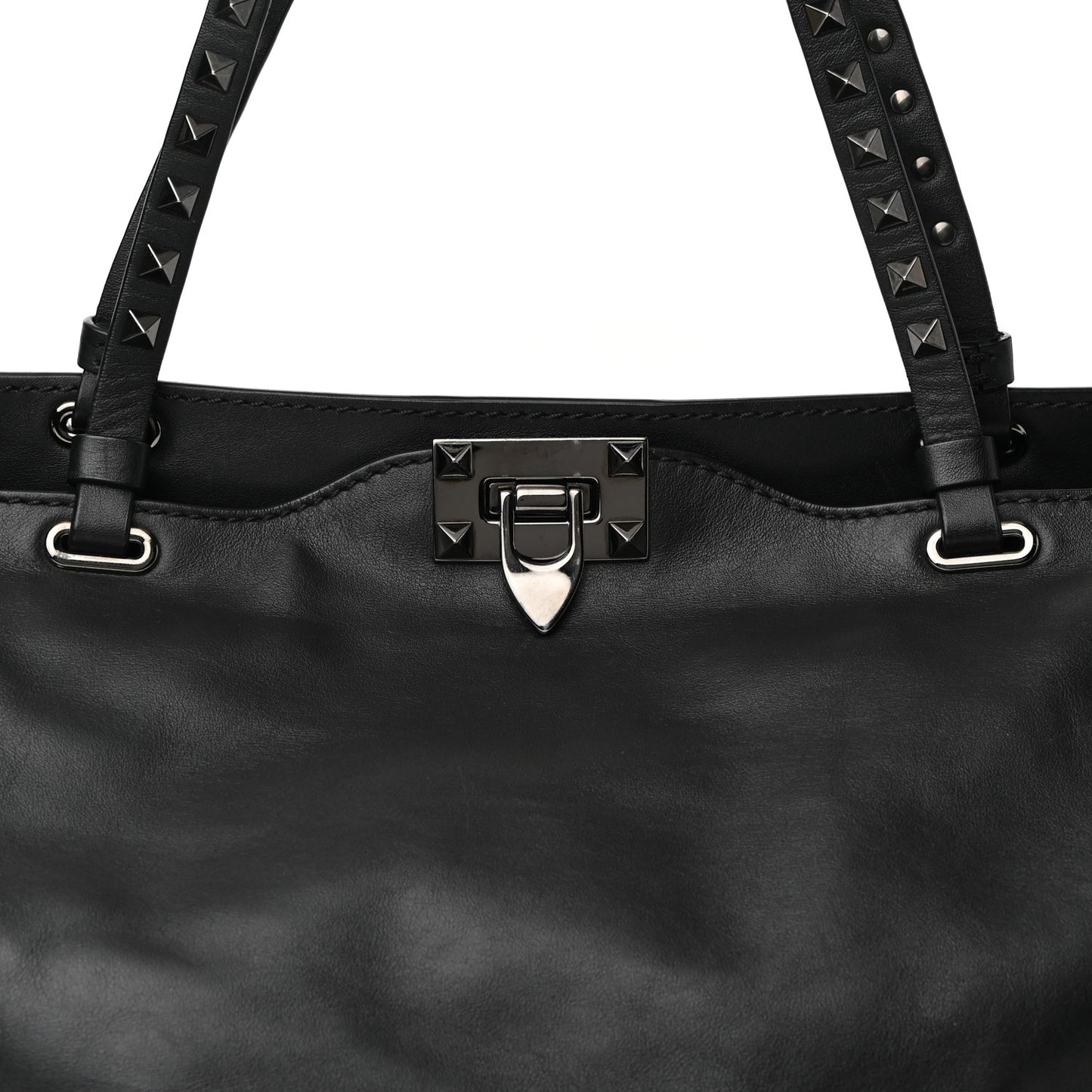 Vitello Medium Rockstud Tote Black