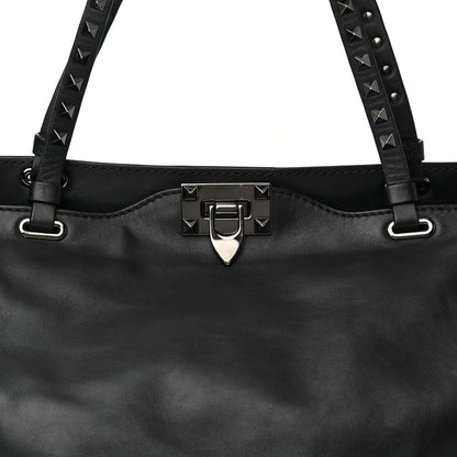 Valentino Garavani Vitello Medium Rockstud Tote Black 7 of 10
