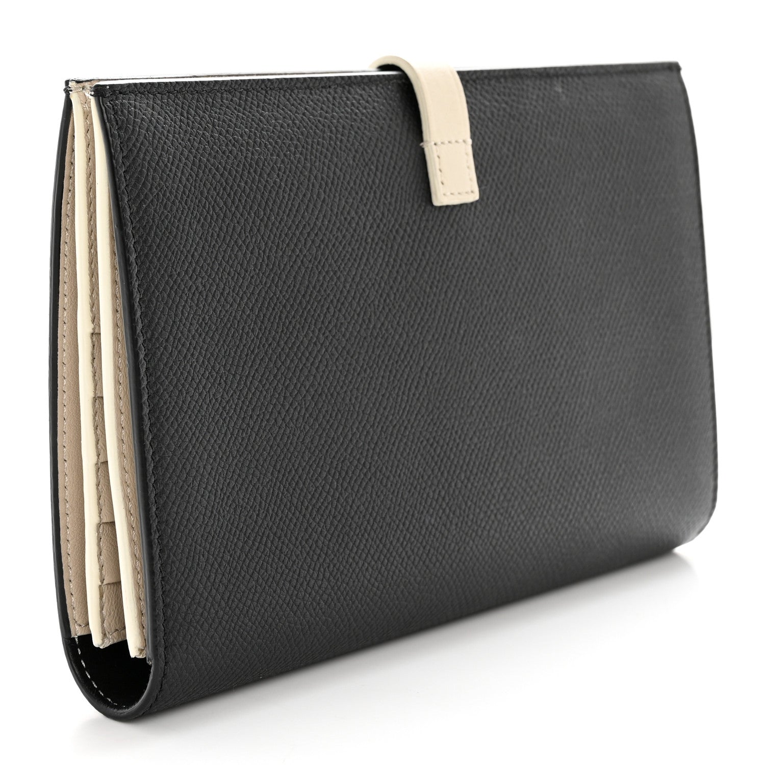 Celine Grained Calfskin Large Multifunction Strap Wallet Black Chalk 3 of 9