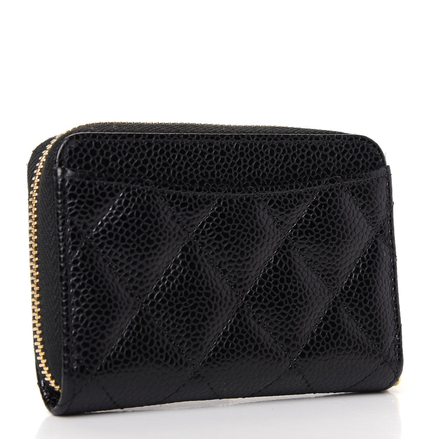 Caviar Quilted Zip Coin Purse Black