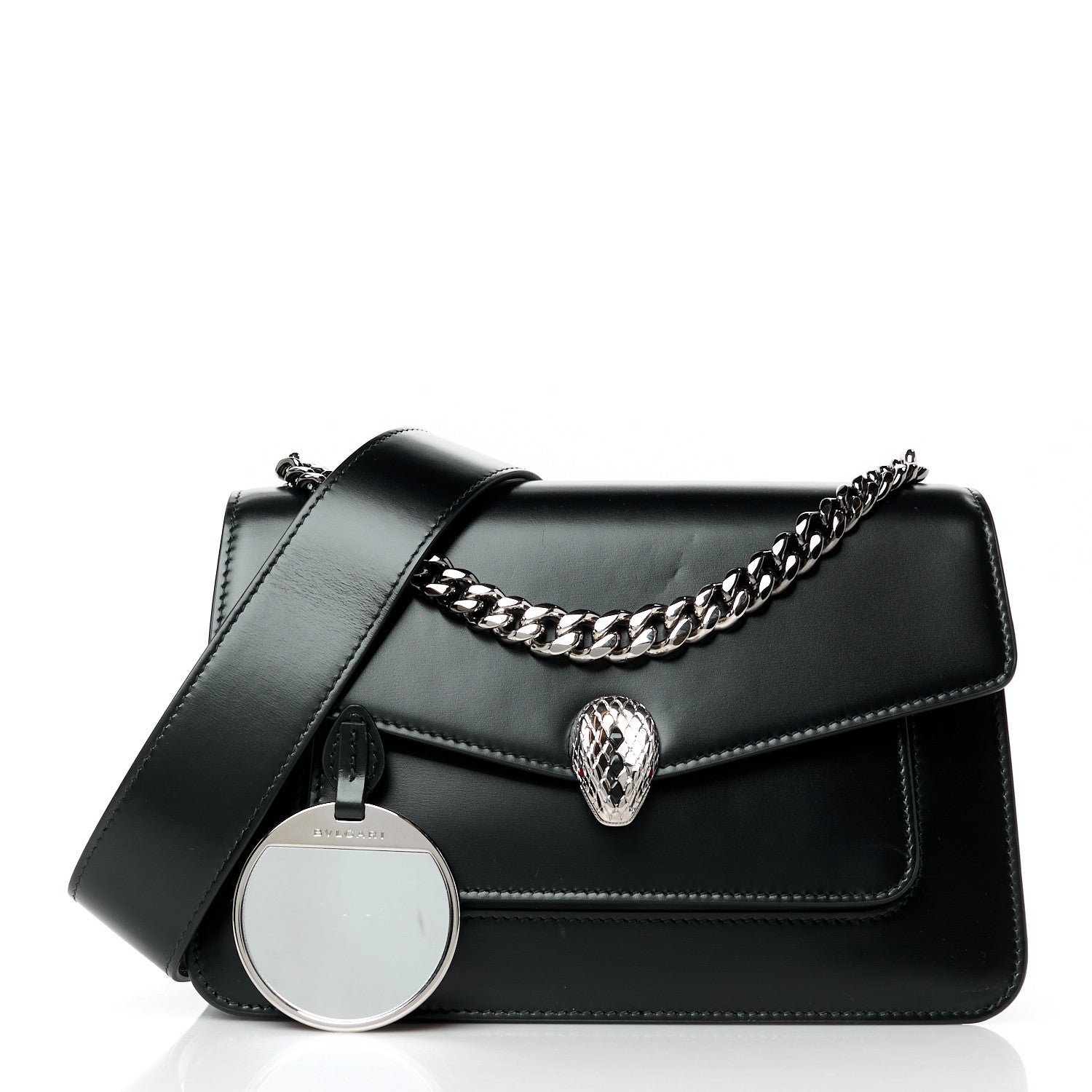 Bulgari Nappa Serpenti Forever Large Maxi Chain Crossbody Bag Black 3 of 11