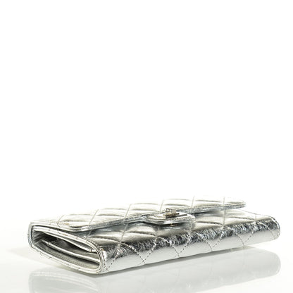 Chanel Metallic Calfskin Quilted Large Flap Wallet Silver 4 of 8