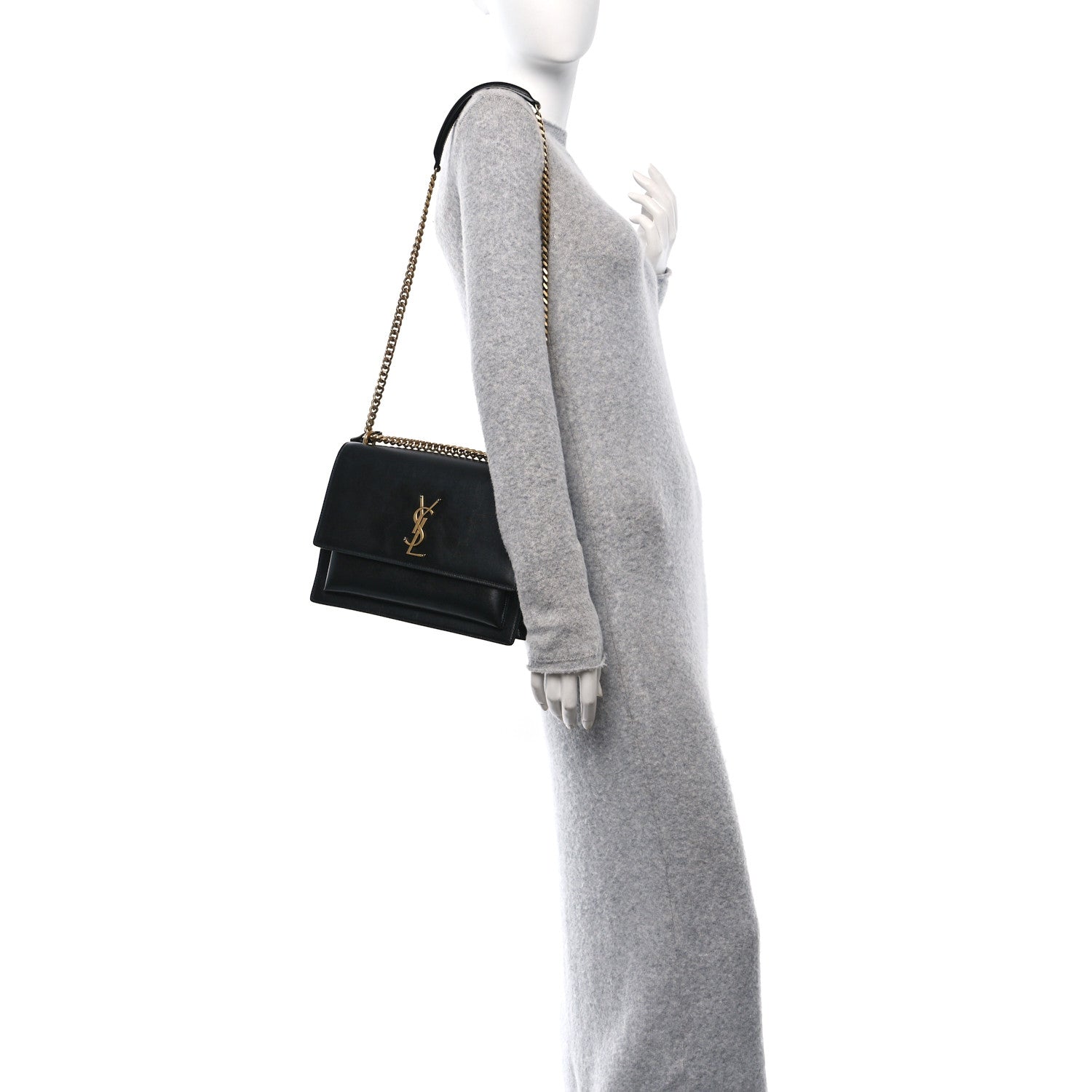 Saint Laurent Calfskin Large Monogram Sunset Black 2 of 11