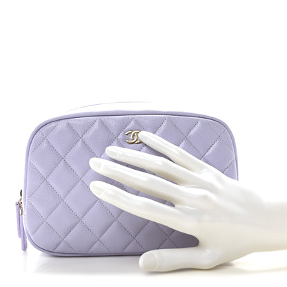 Chanel Caviar Quilted Medium Curvy Pouch Cosmetic Case Light Purple 2 of 11