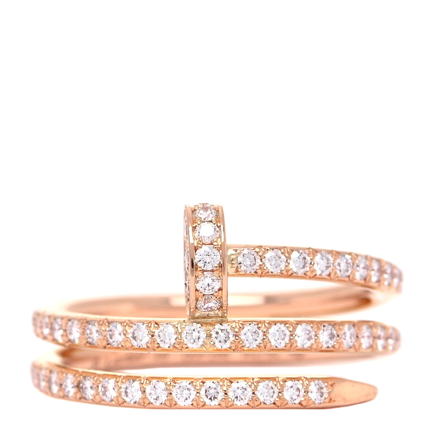 Cartier 18K Pink Gold Diamond Double Juste Un Clou Paved Ring 49 4.75 1 of 16
