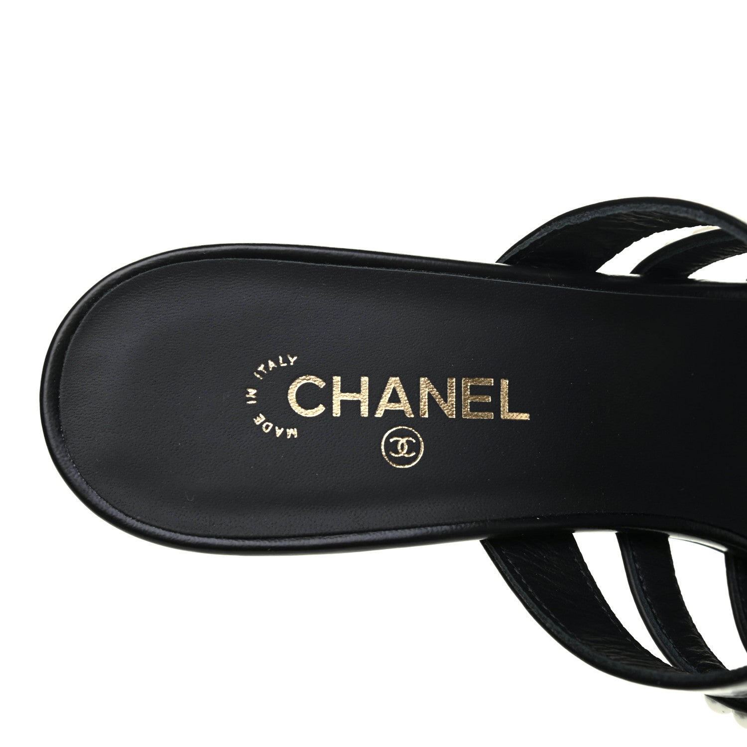 Chanel Laminated Lambskin CC Pearl Mules 37 Black 7 of 9