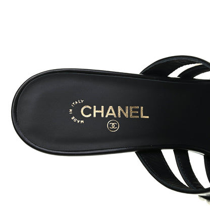 Chanel Laminated Lambskin CC Pearl Mules 37 Black 7 of 9