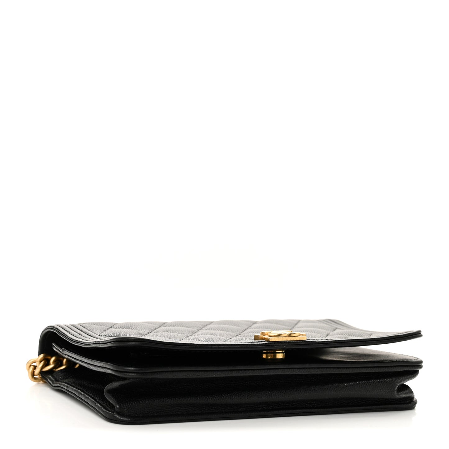 Caviar Quilted Boy Wallet On Chain WOC Black