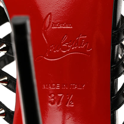 Christian Louboutin Kid Studded Marthaspike 100 Slide Sandals 37.5 Black Silver 7 of 8