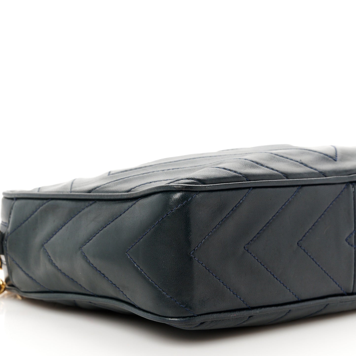Lambskin Quilted Camera Tassel Bag Navy