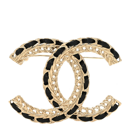Chanel Lambskin Chain CC Brooch Black Gold 1 of 4