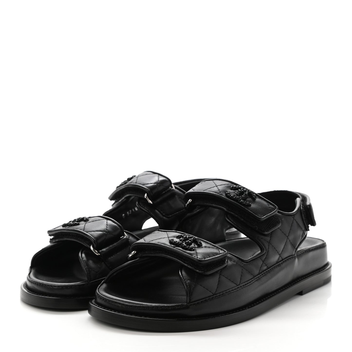 Lambskin Velcro Dad Sandals 35 Black