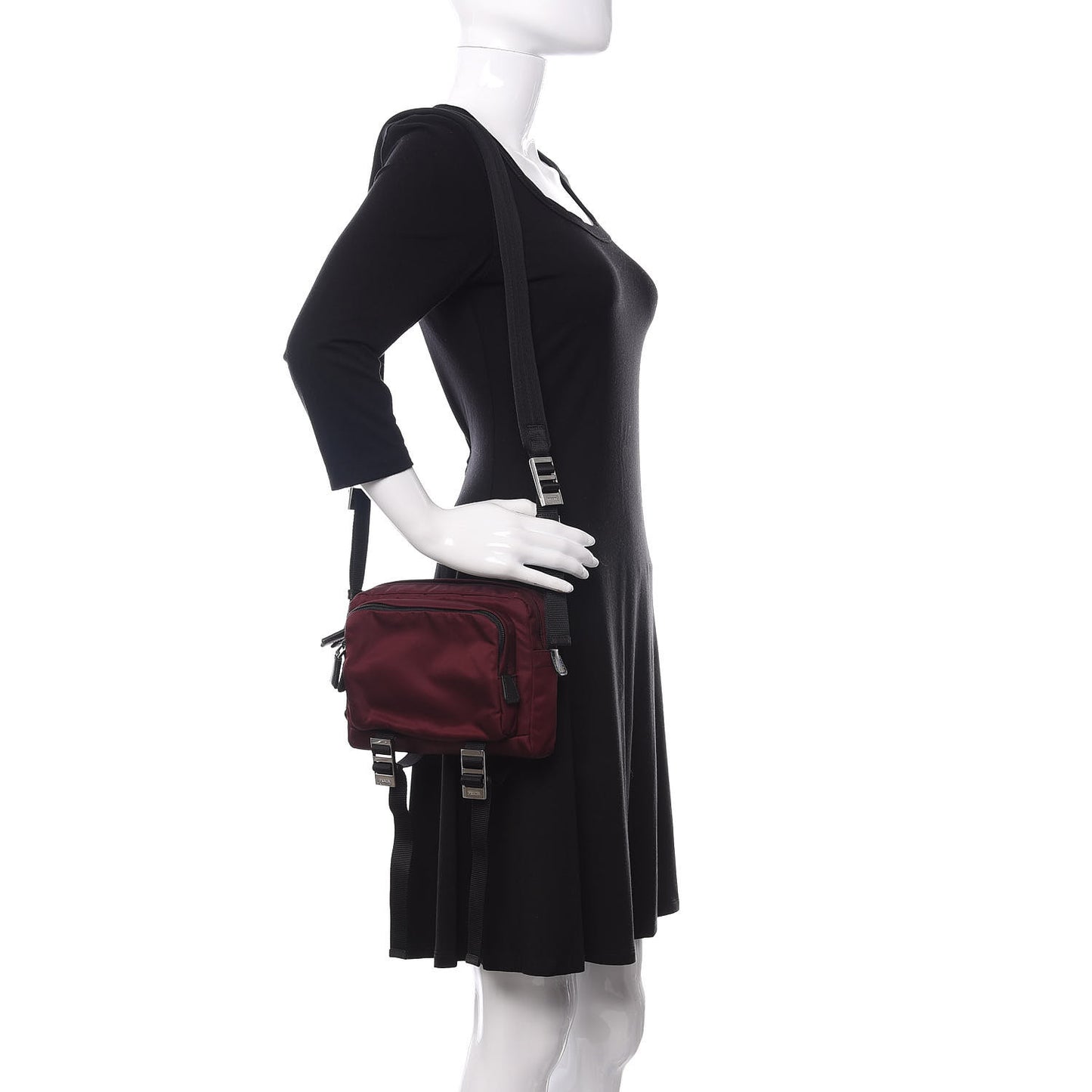 Tessuto Nylon Saffiano Crossbody Granato
