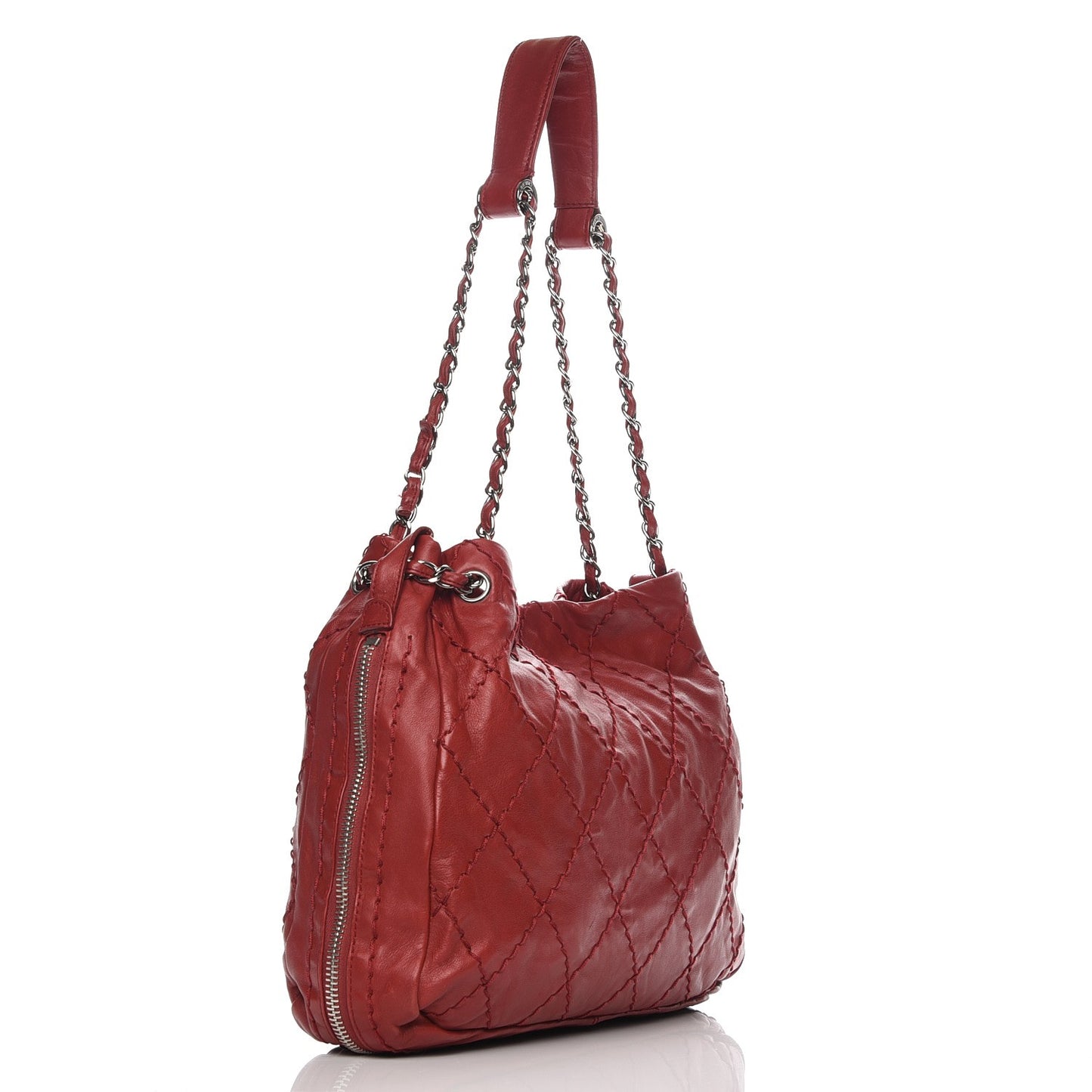 Calfskin Expandable Tote Red