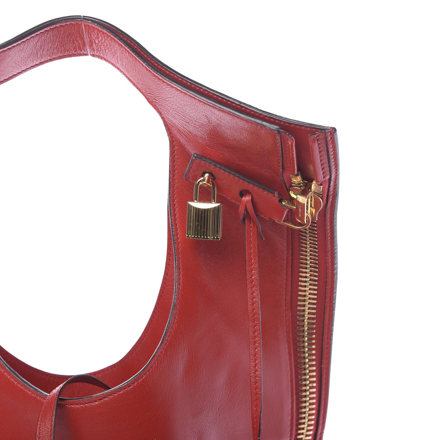 Ramskin Small Alix Padlock Zip Shoulder Bag Dark Orange