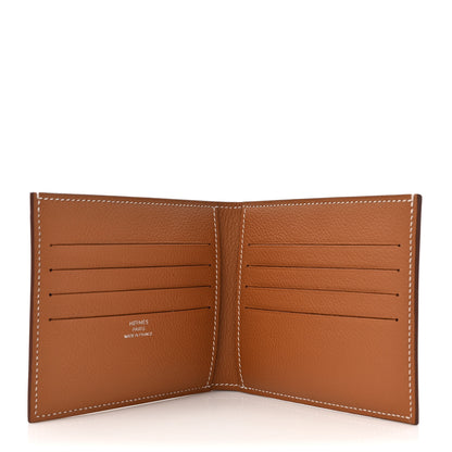 Hermes Evercolor Citizen Twill Compact Wallet Gold Bleu De France Bleu Saphir 5 of 9