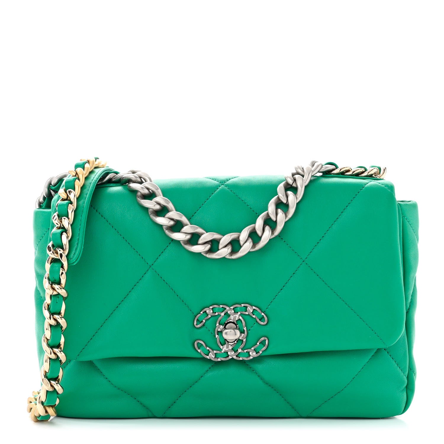 Chanel Lambskin Quilted Medium Chanel 19 Flap Green 1 of 10