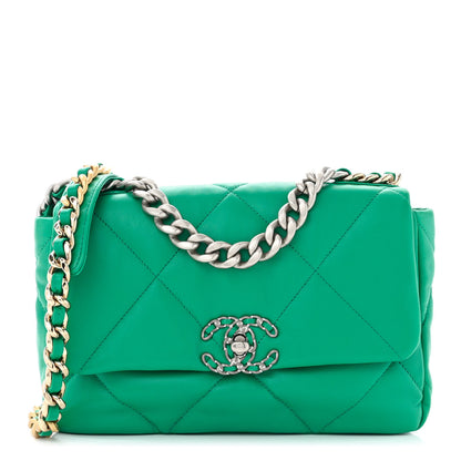 Chanel Lambskin Quilted Medium Chanel 19 Flap Green 1 of 10