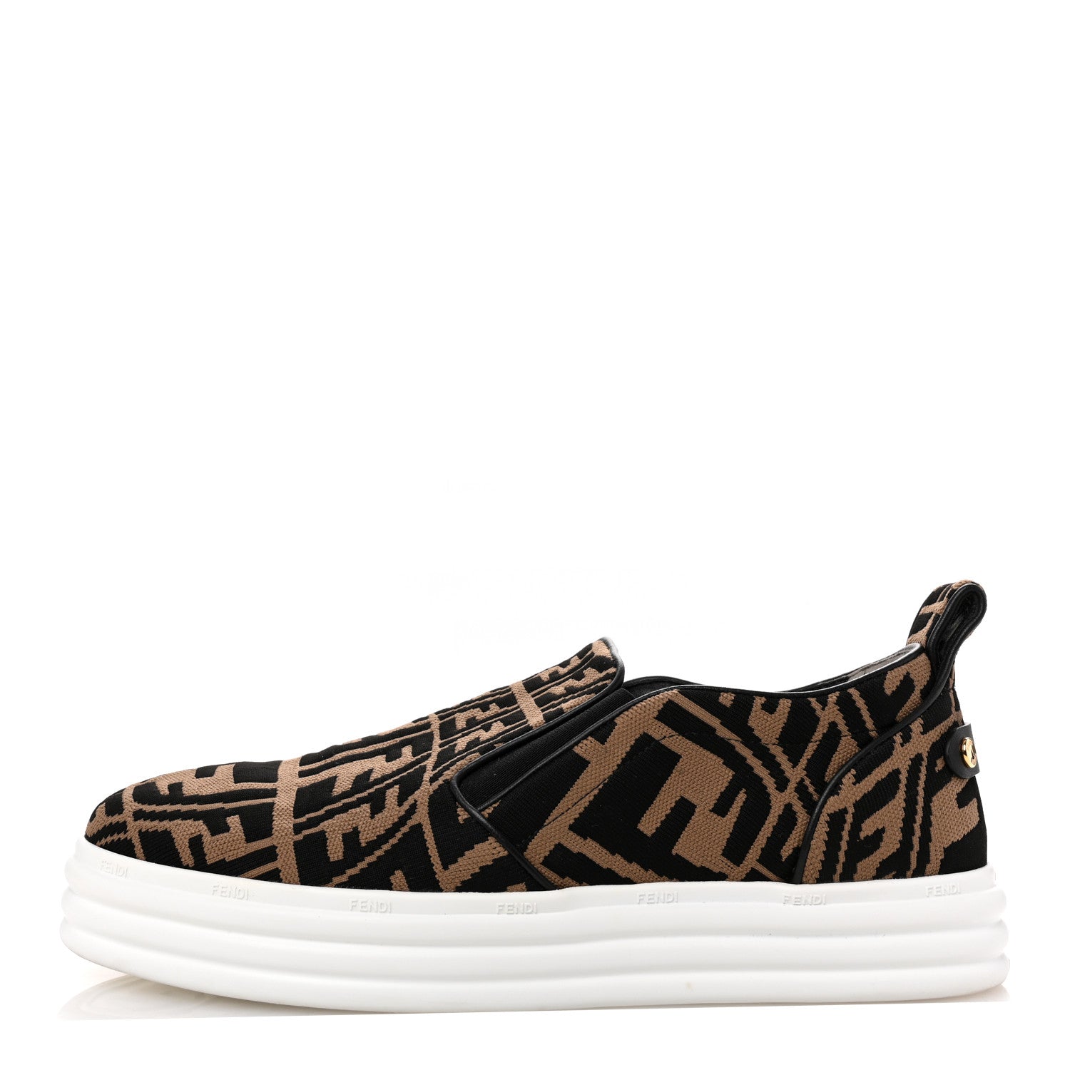 Fendi X SARA COLEMAN Canvas FF Vertigo Embroidered Womens Rise Slip On Sneakers 41 Tobacco Black 1 of 11