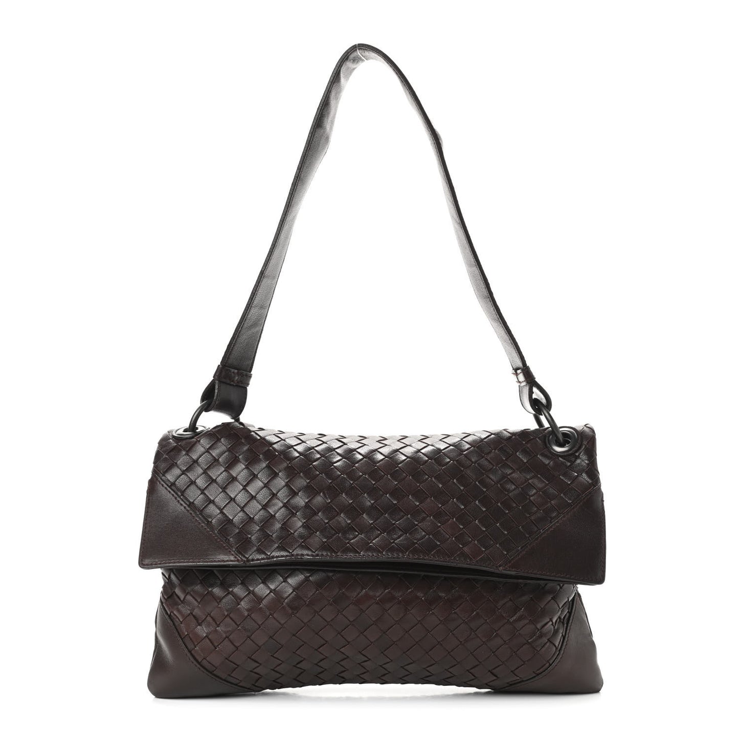 Nappa Intrecciato Flap Shoulder Bag Ebano