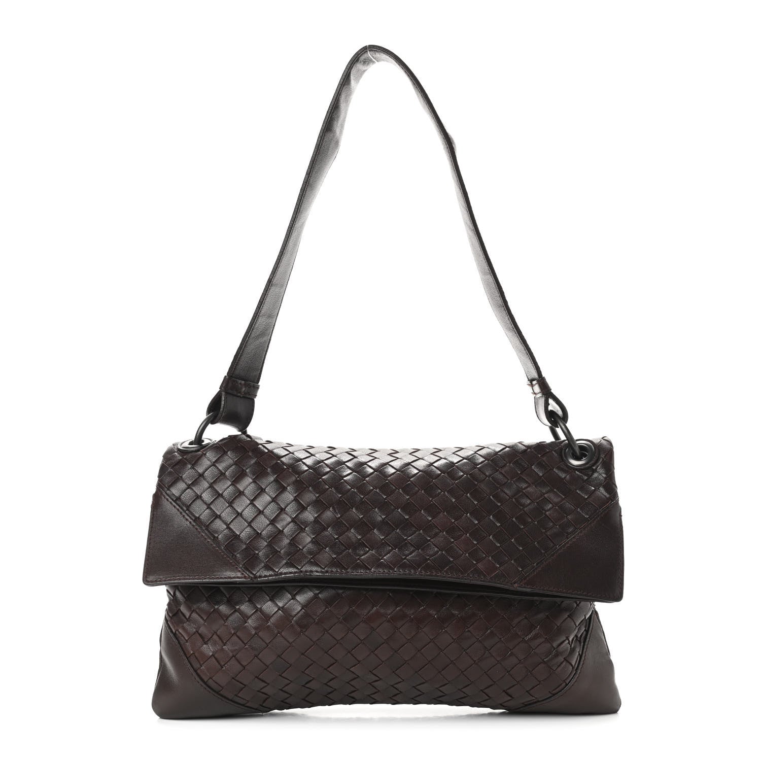 Bottega Veneta Nappa Intrecciato Flap Shoulder Bag Ebano 1 of 8