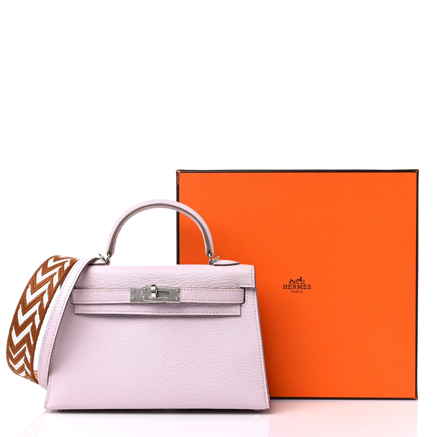 Hermes Chevre Mysore Mini Kelly Sellier 20 Mauve Pale Gold White 9 of 9