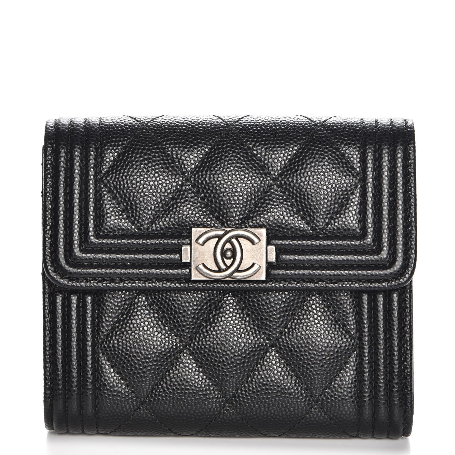 Chanel Caviar Quilted Compact Boy Wallet Black 1 of 9