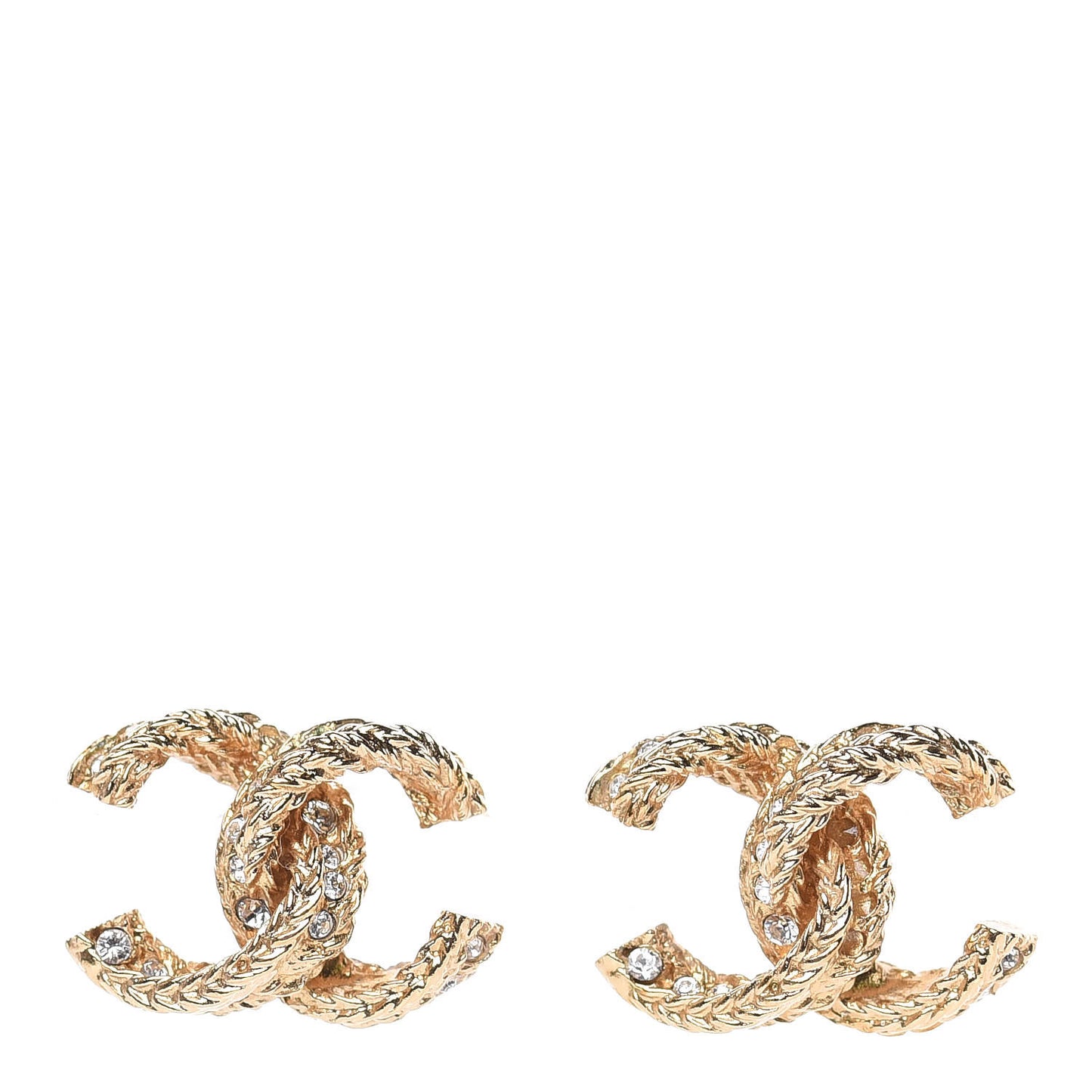 Crystal Textured CC Earrings Gold