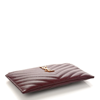 Saint Laurent Grain De Poudre Matelasse Chevron Monogram Bill Pouch Rouge Legion 4 of 8