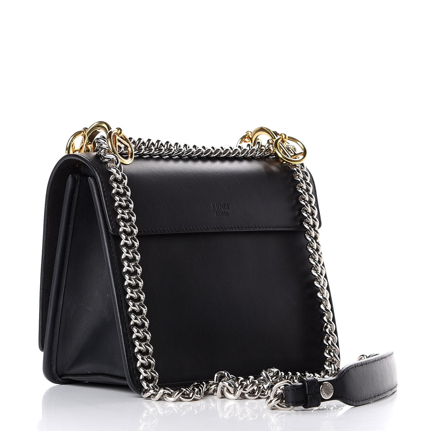 Vitello Century Velvet F is Fendi FF Small Kan I Shoulder Bag Black Tobacco