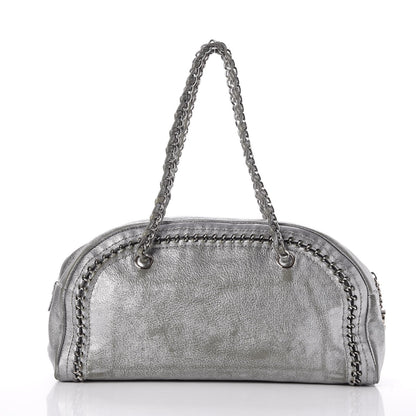 Chanel Metallic Goatskin Medium Luxe Ligne Bowler Tote Silver 4 of 23