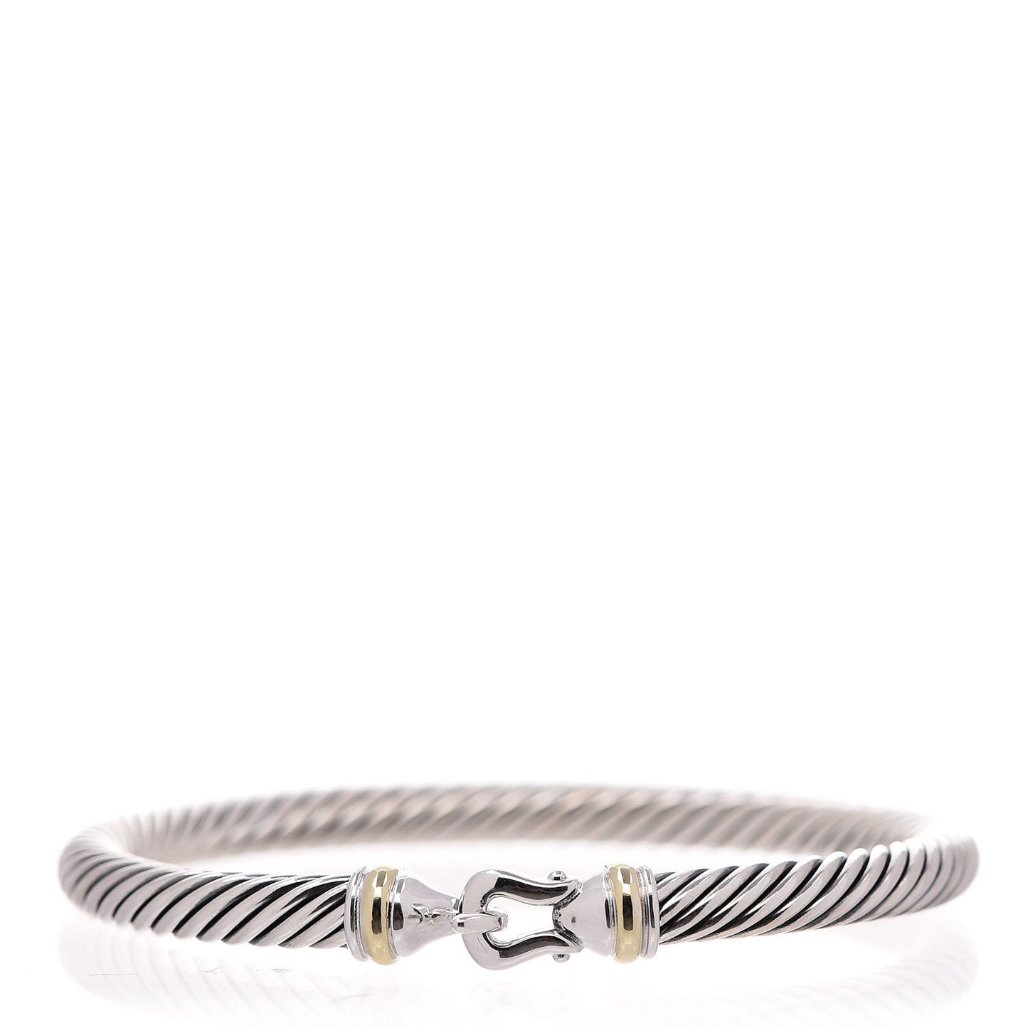 Sterling Silver 18K Yellow Gold 5mm Cable Classic Buckle Bracelet