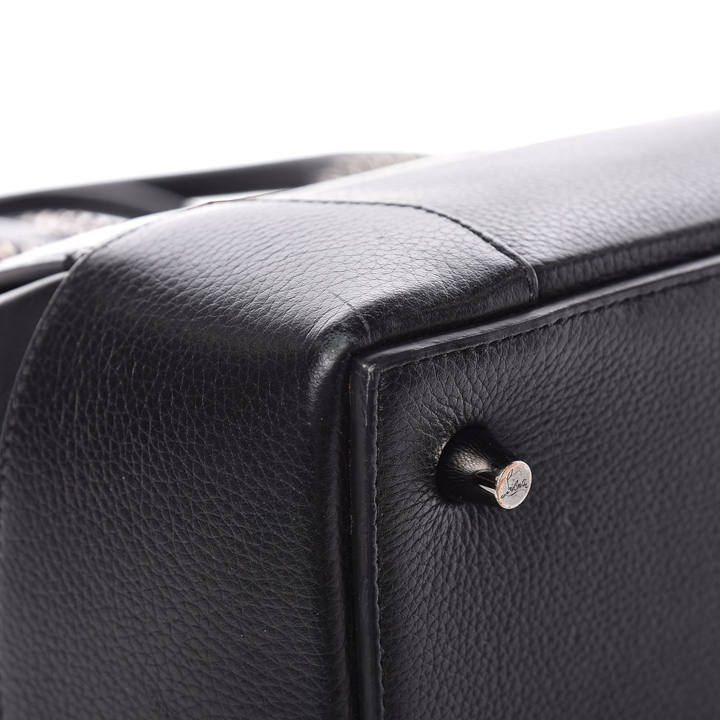 Grained Calfskin Studded Large Eloise Satchel Black