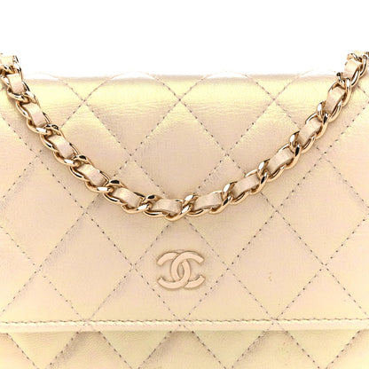 Chanel Iridescent Lambskin Quilted Mini Wallet On Chain WOC Ivory 8 of 14