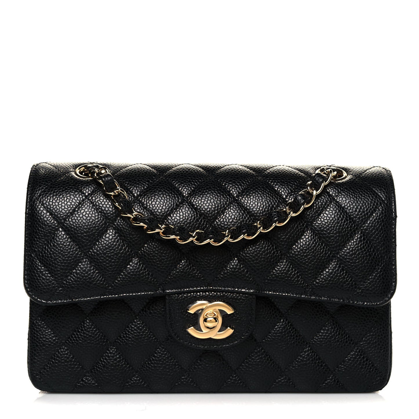 Caviar Quilted Small Double Flap Black